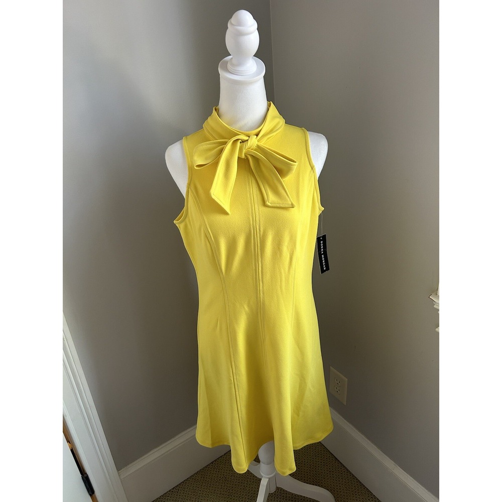 DONNA MORGAN Halter Neck  Tie Bow Dress In Sunny Yellow‎